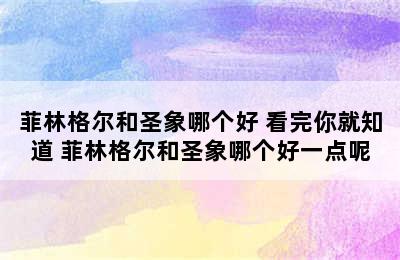 菲林格尔和圣象哪个好 看完你就知道 菲林格尔和圣象哪个好一点呢